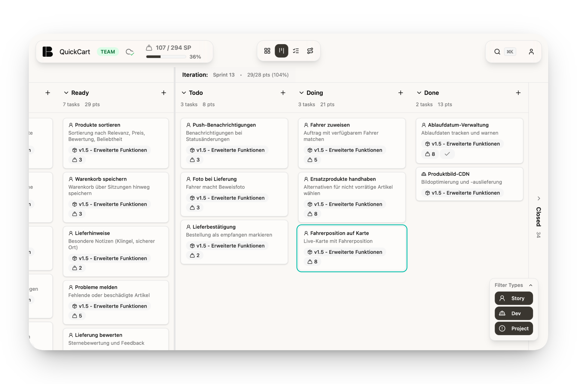 Betterplan Backlog Interface