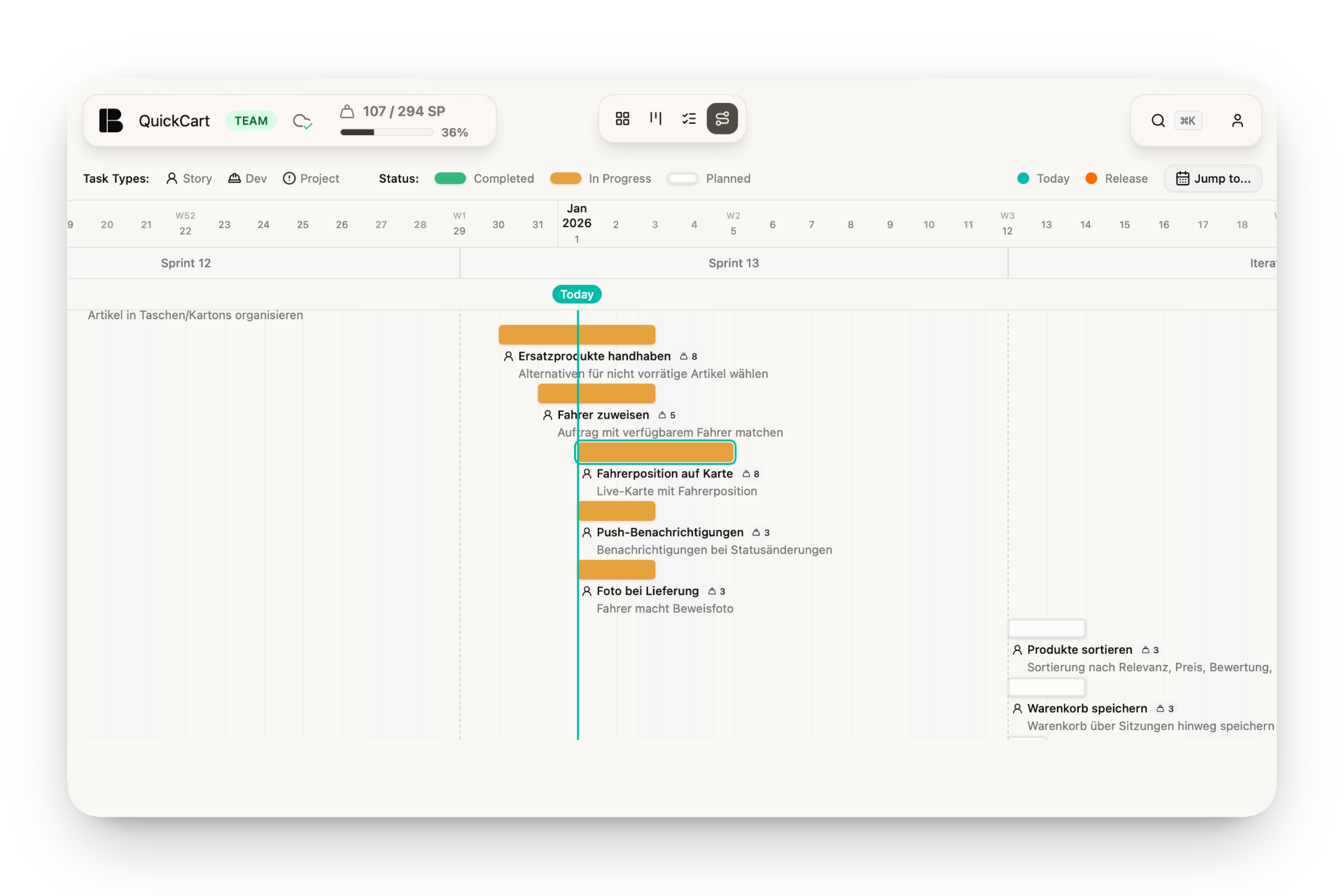 Betterplan Roadmap Interface