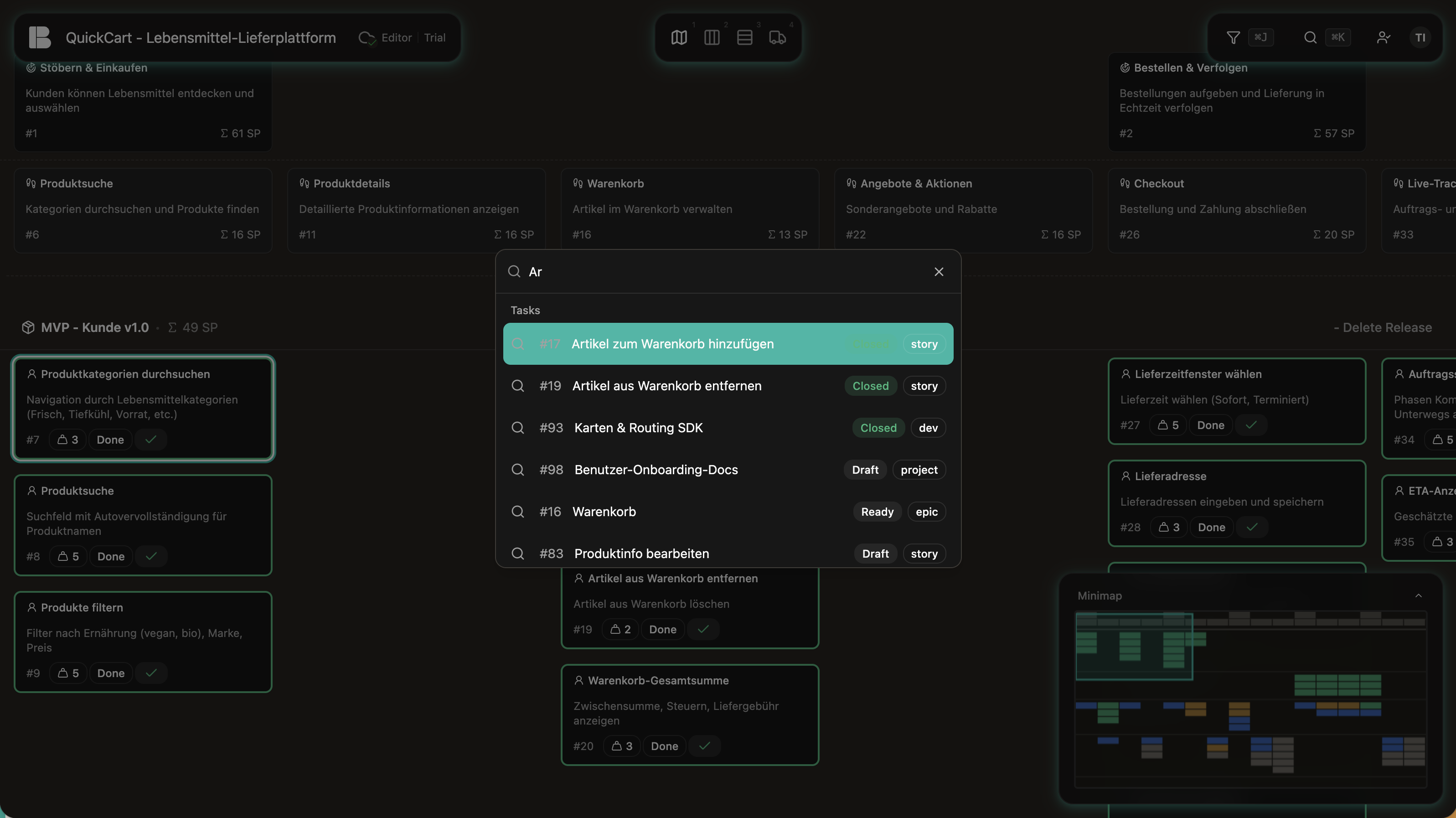 Die globale Suche in Betterplan